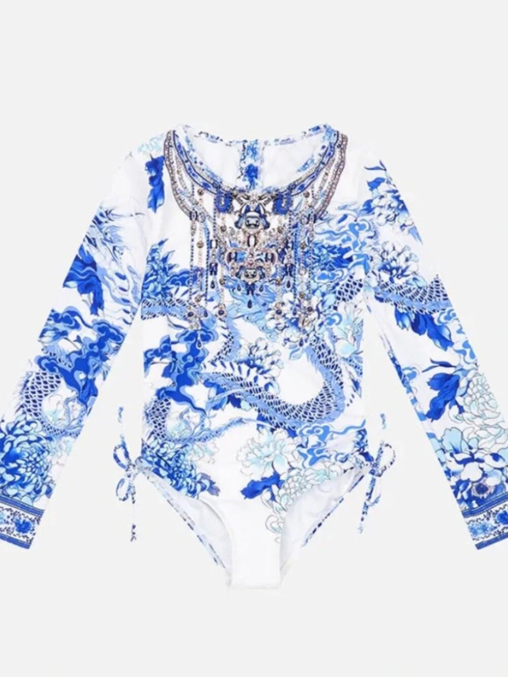 Camilla Girl's Long-Sleeve Rashguard 'Heart Of A Dragon' Swimsuit Size 12